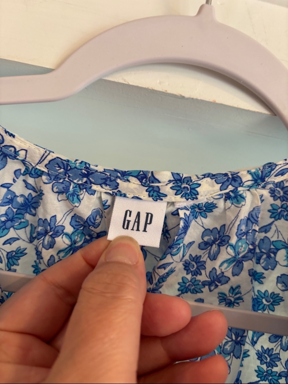 Women's Blue Floral Ruffle Blouse - Picture 2 of 5